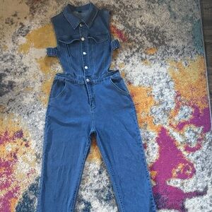 SHEIN Blue Denim Women's Overalls